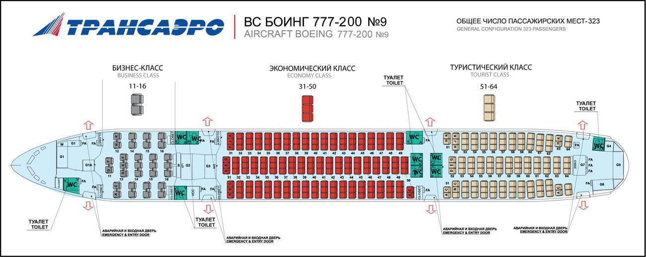 Боинг 757 200 — схема салона