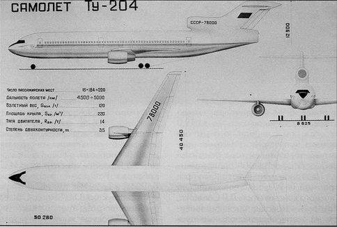 Самолет ту-204 ???? конструкция, технические параметры, эксплуатация