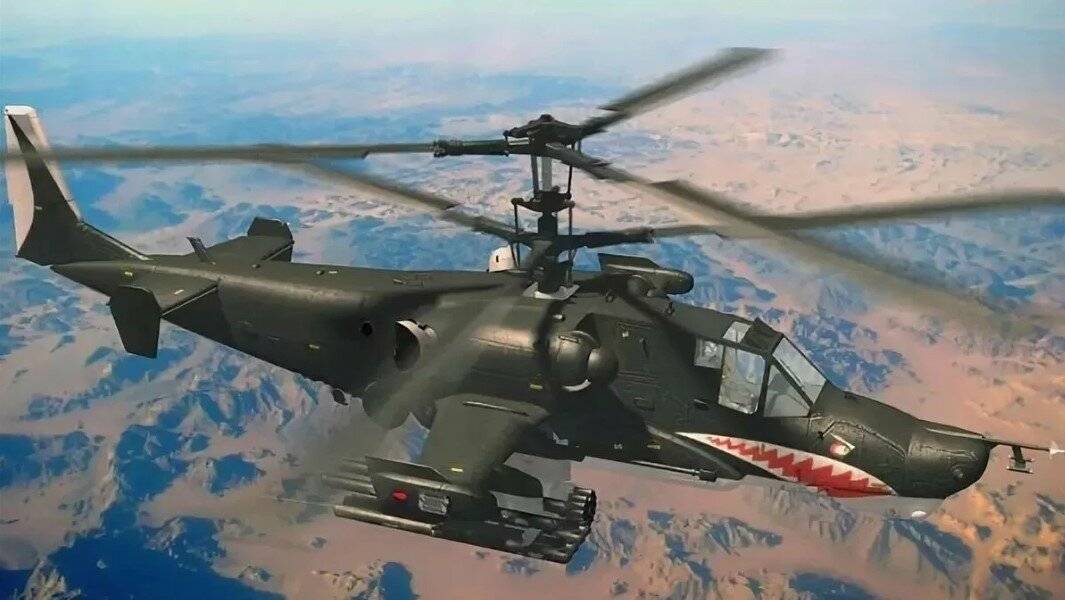 Вертолёт Ка-50 – «черная акула» в голубом небе