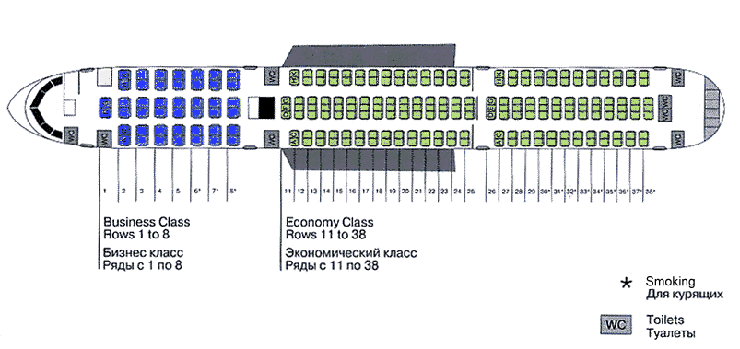 Схема салона boeing 757–200: лучшие места