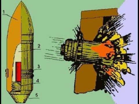 Обычные средства поражения: фугасный, осколочный, кумулятивный снаряд