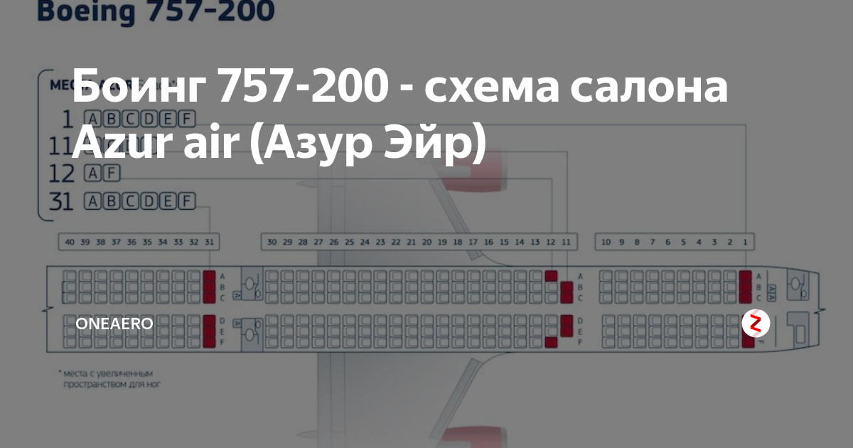 Схема салона boeing 757–200: лучшие места